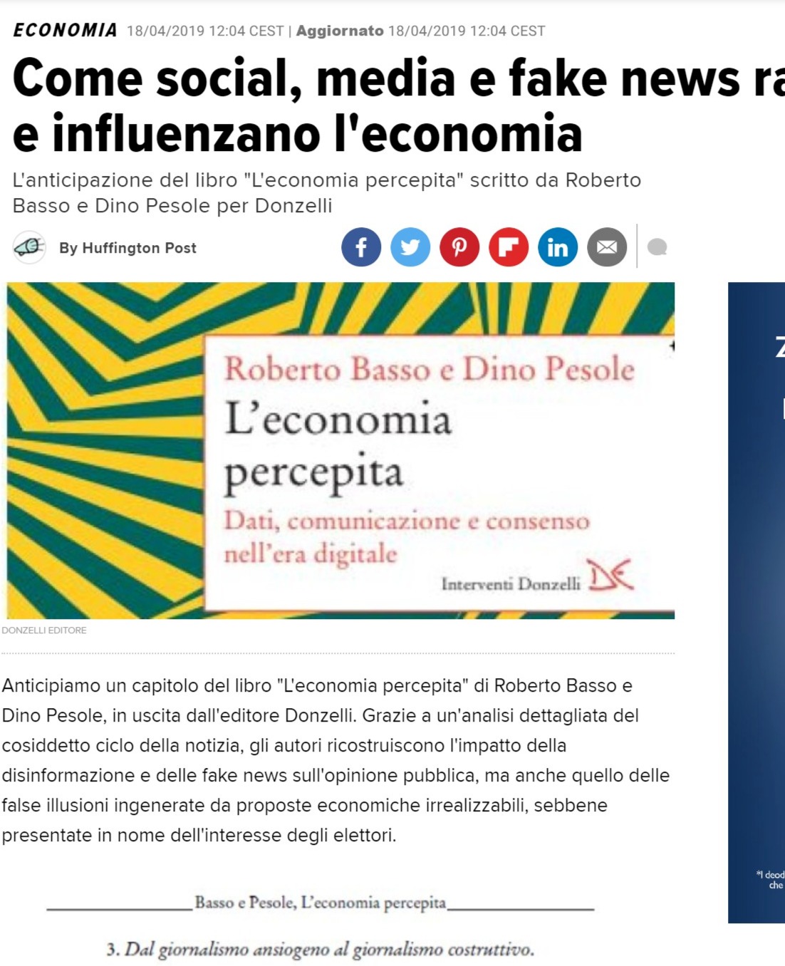 Screenshot of Come social, media e fake news raccontano e influenzano l'economia _ L’Huffington Post